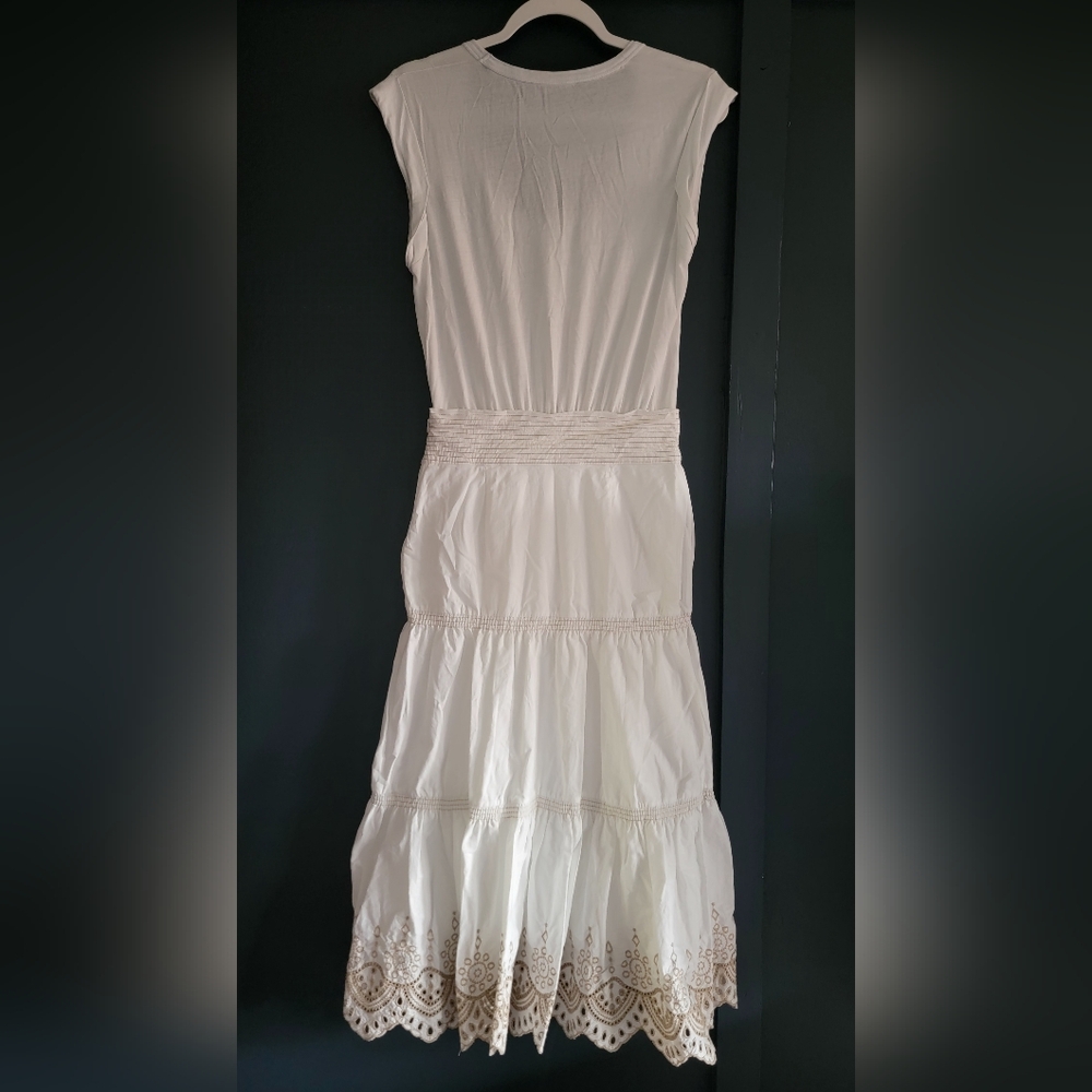 Veronica Beard Amaia Tiered Embroidered Casual‎ Midi Dress 100% Cotton White XS - Picture 8 of 16